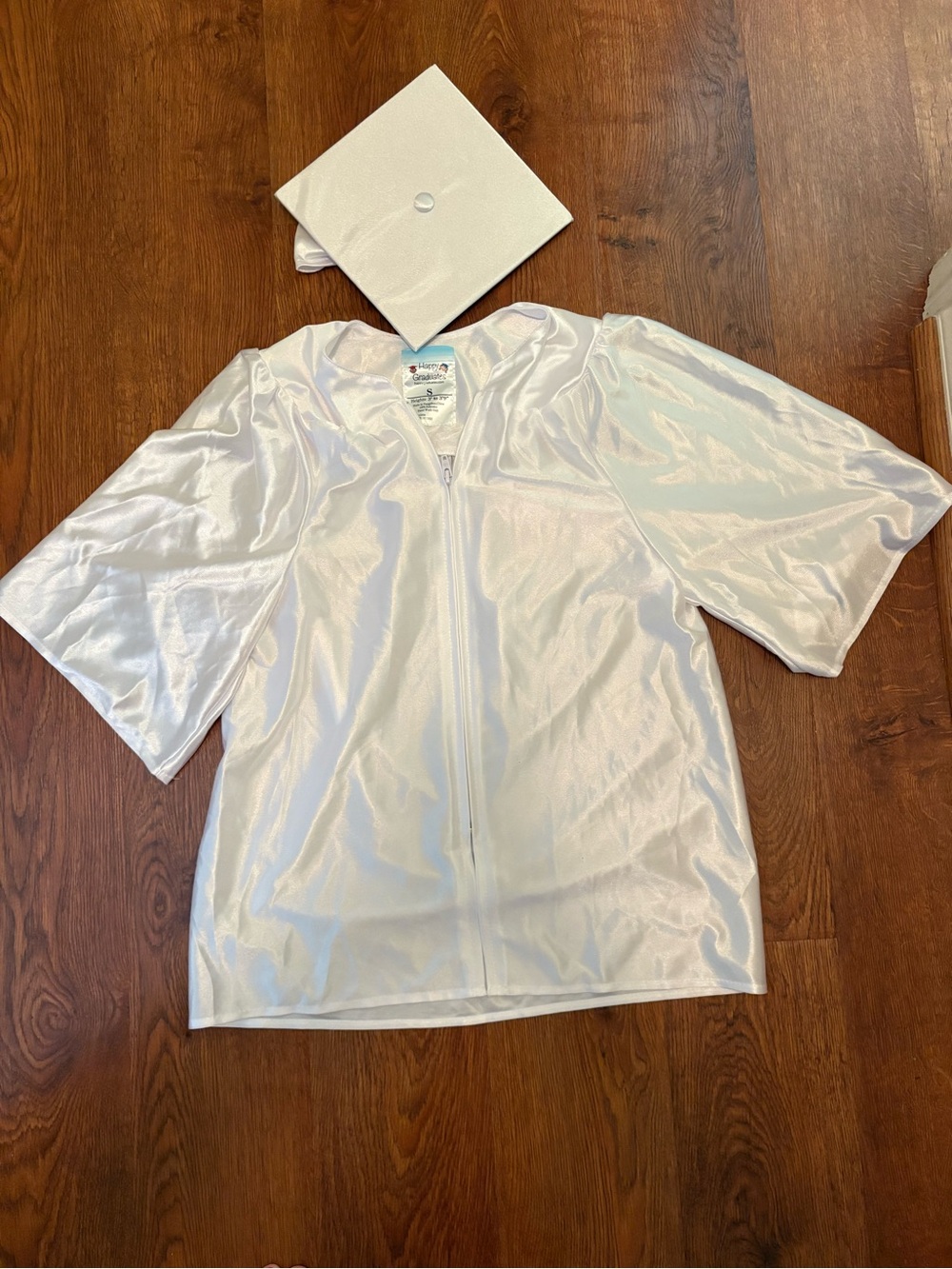 Kids White Graduation Gown and Cap